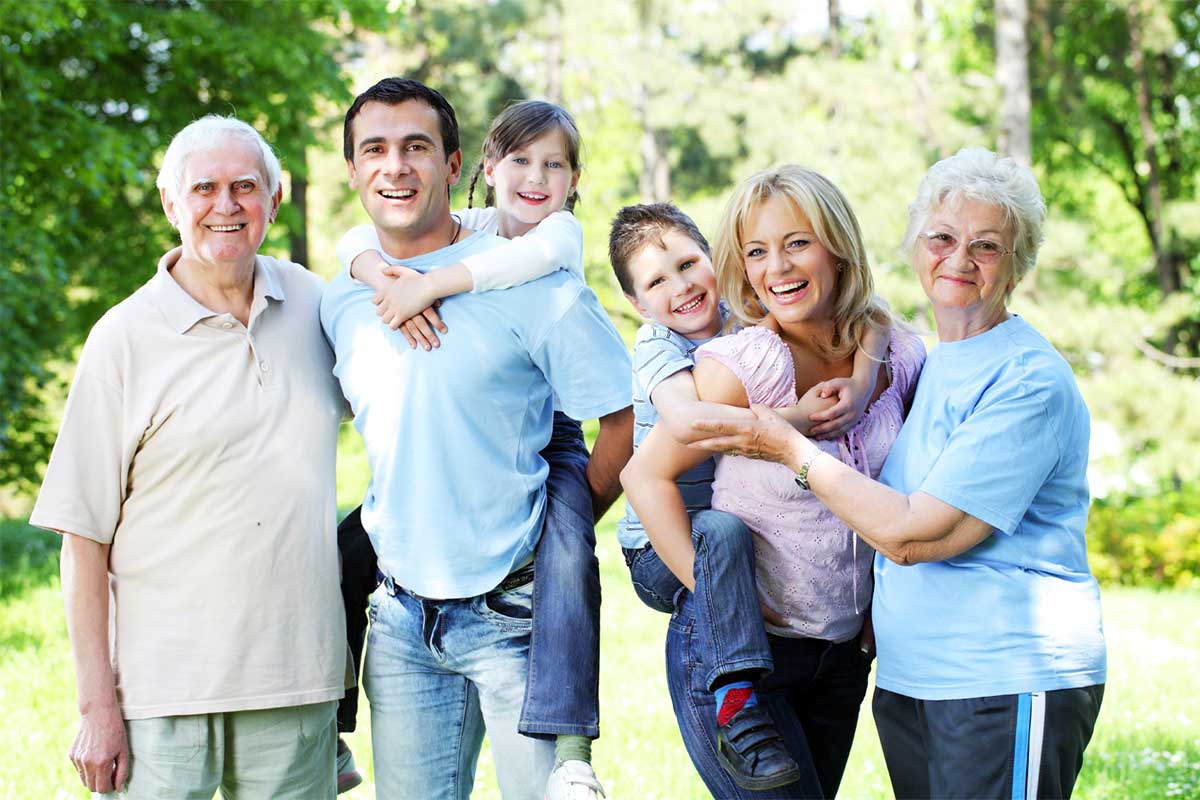 happy family with grandparents
